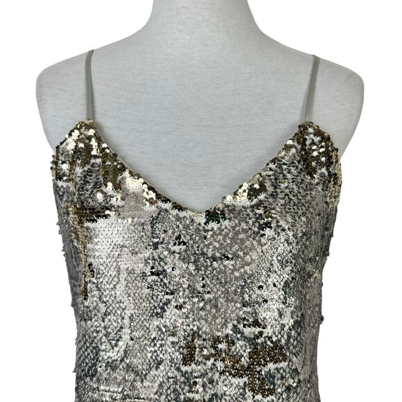 Cupcakes and Cashmere | Candice Snake Print Sequin Strappy Shift Mini Dress - Picture 4 of 11